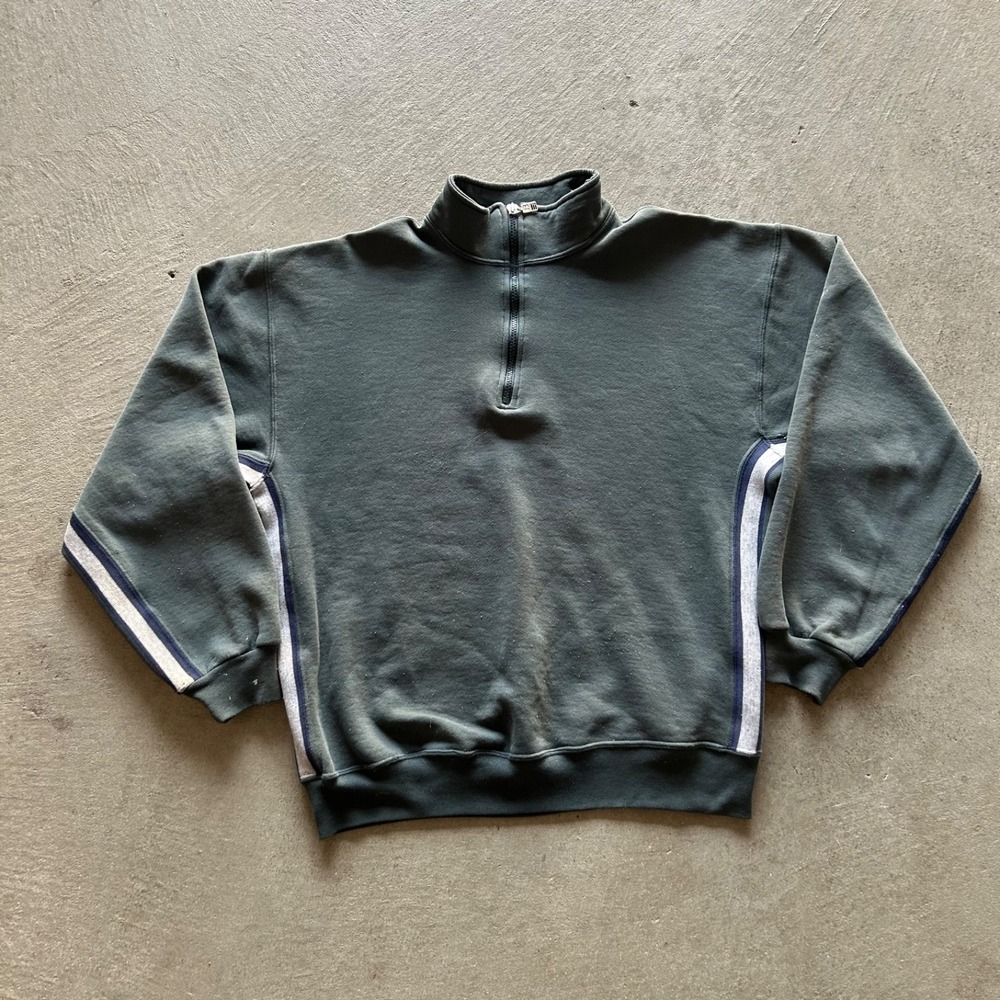 Vintage 90s Russell‎ Athletic 1/4 Zip Sweatshirt Size Large Green Pullover USA